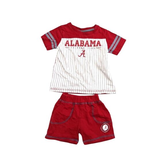 Alabama crimson Tide Kids Red and White Baseball Shirt & Shorts Set boys Size 2T - Picture 1 of 9
